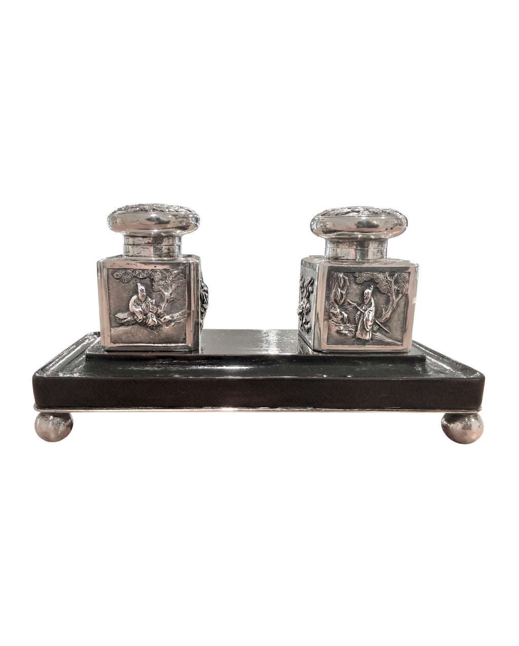 19th Century Chinese Export Silver Inkstand, Shanghai, c, 1890.