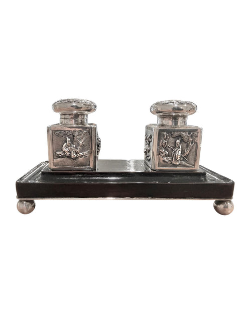 19th Century Chinese Export Silver Inkstand, Shanghai, c, 1890.