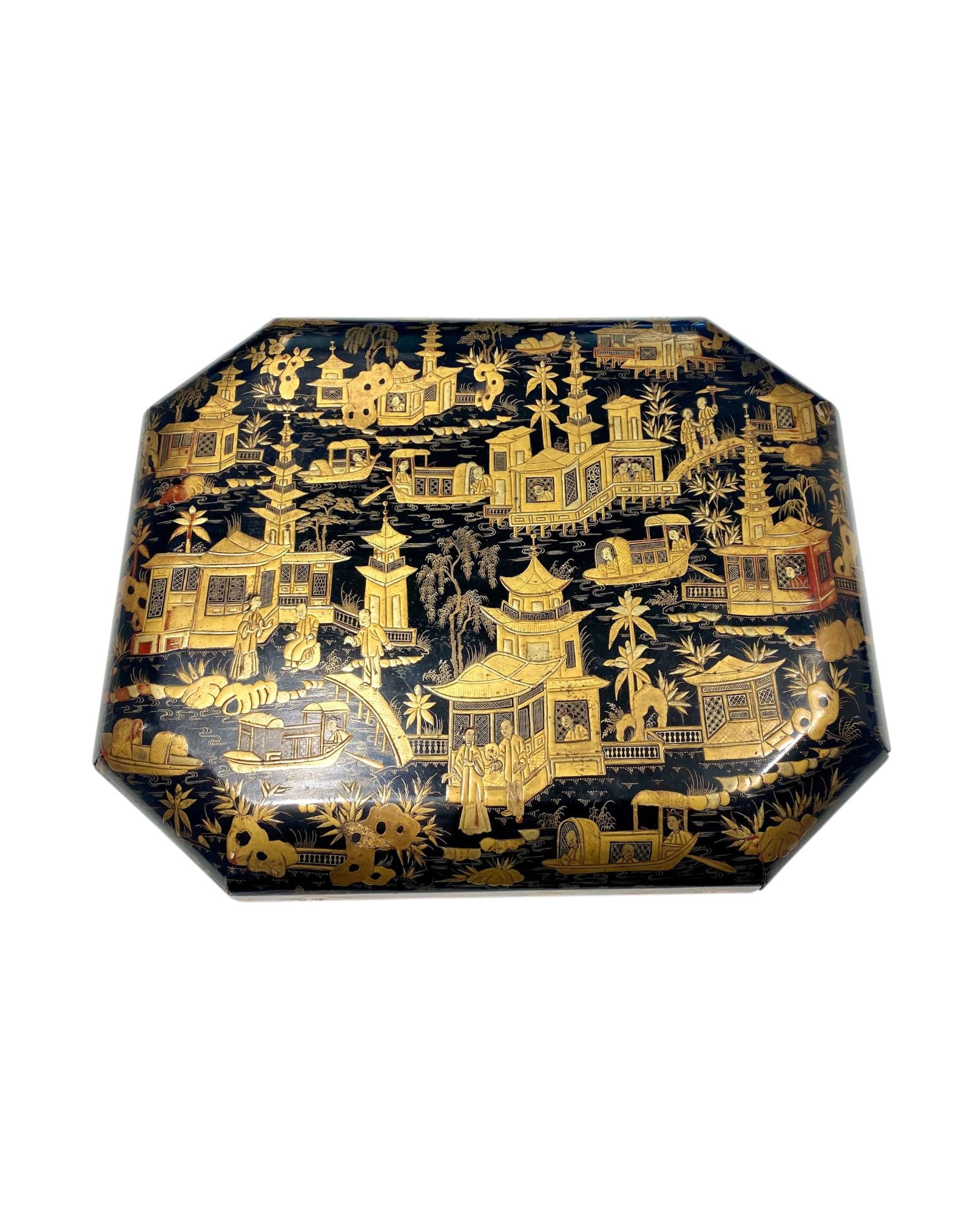 Fine 19th Century Chinese Export Lacquer Games Box, c. 1850.