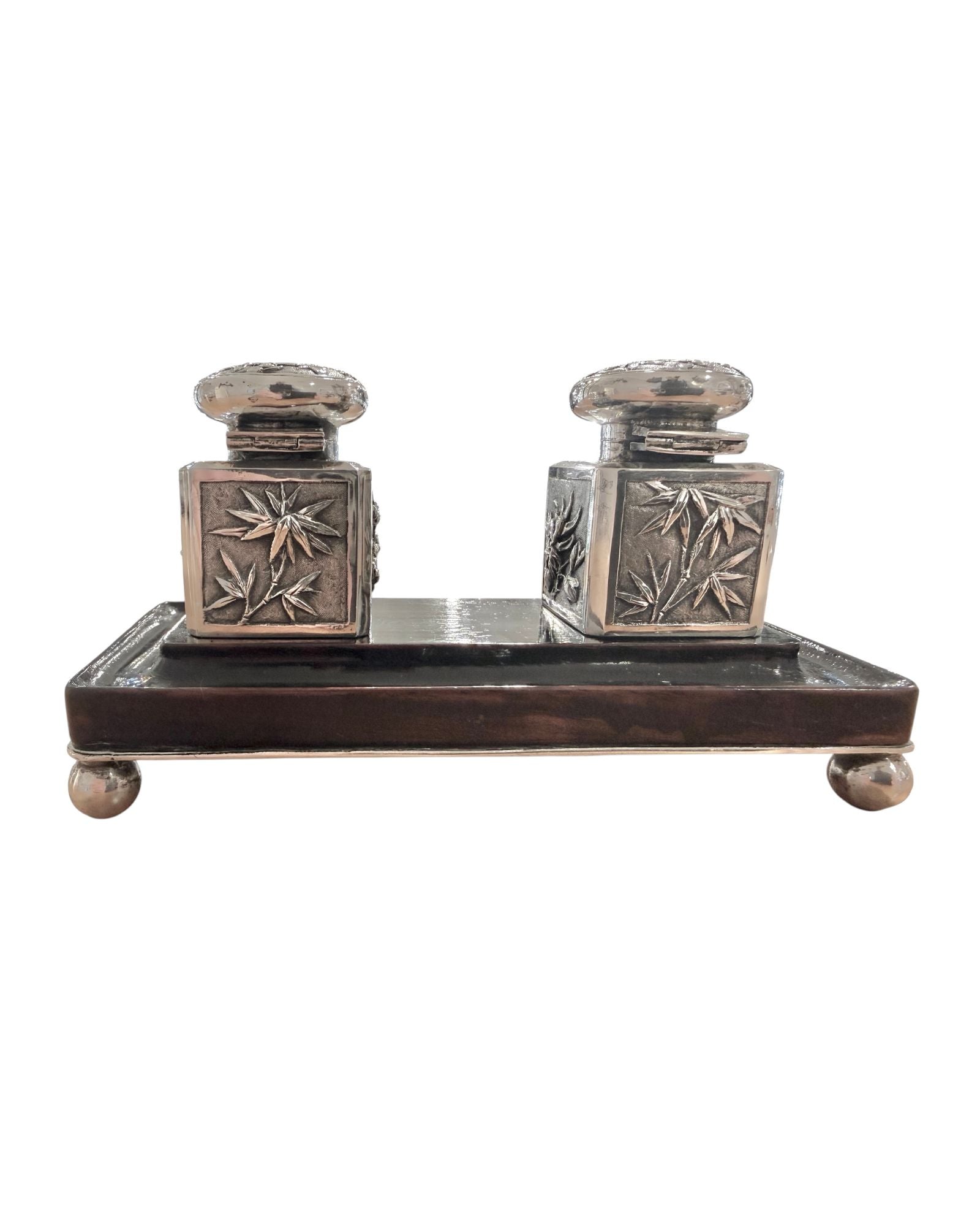 19th Century Chinese Export Silver Inkstand, Shanghai, c, 1890.