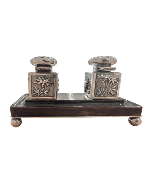 19th Century Chinese Export Silver Inkstand, Shanghai, c, 1890.