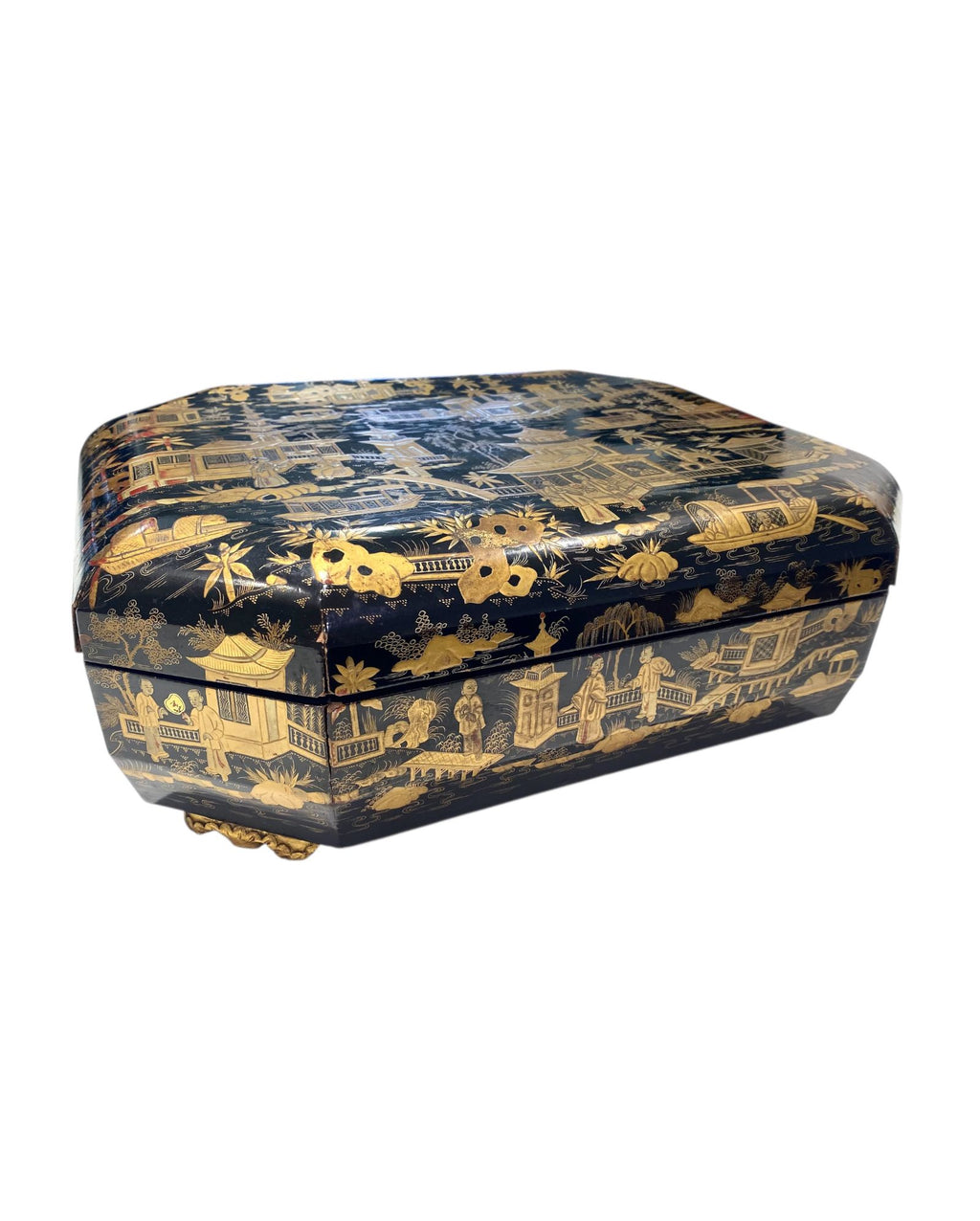Fine 19th Century Chinese Export Lacquer Games Box, c. 1850.