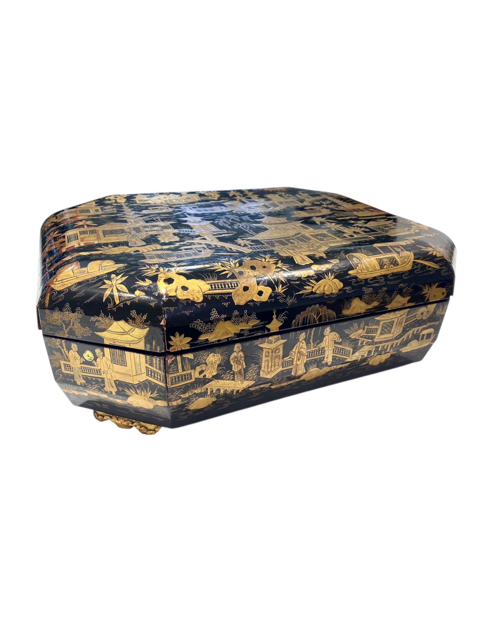Fine 19th Century Chinese Export Lacquer Games Box, c. 1850.