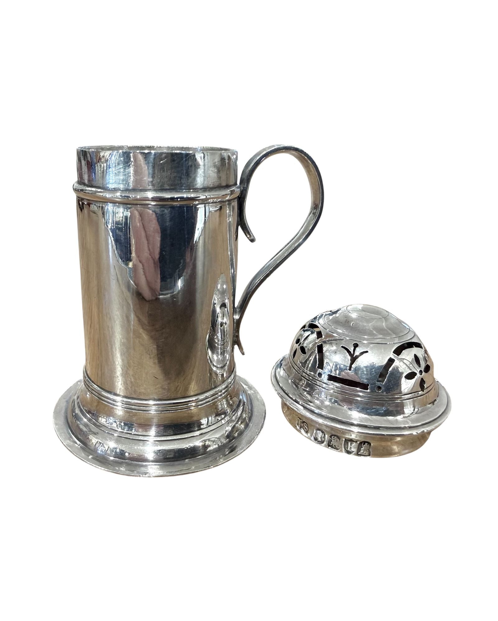Victorian Britannia Standard Silver Kitchen Pepper Pot, London 1881.
