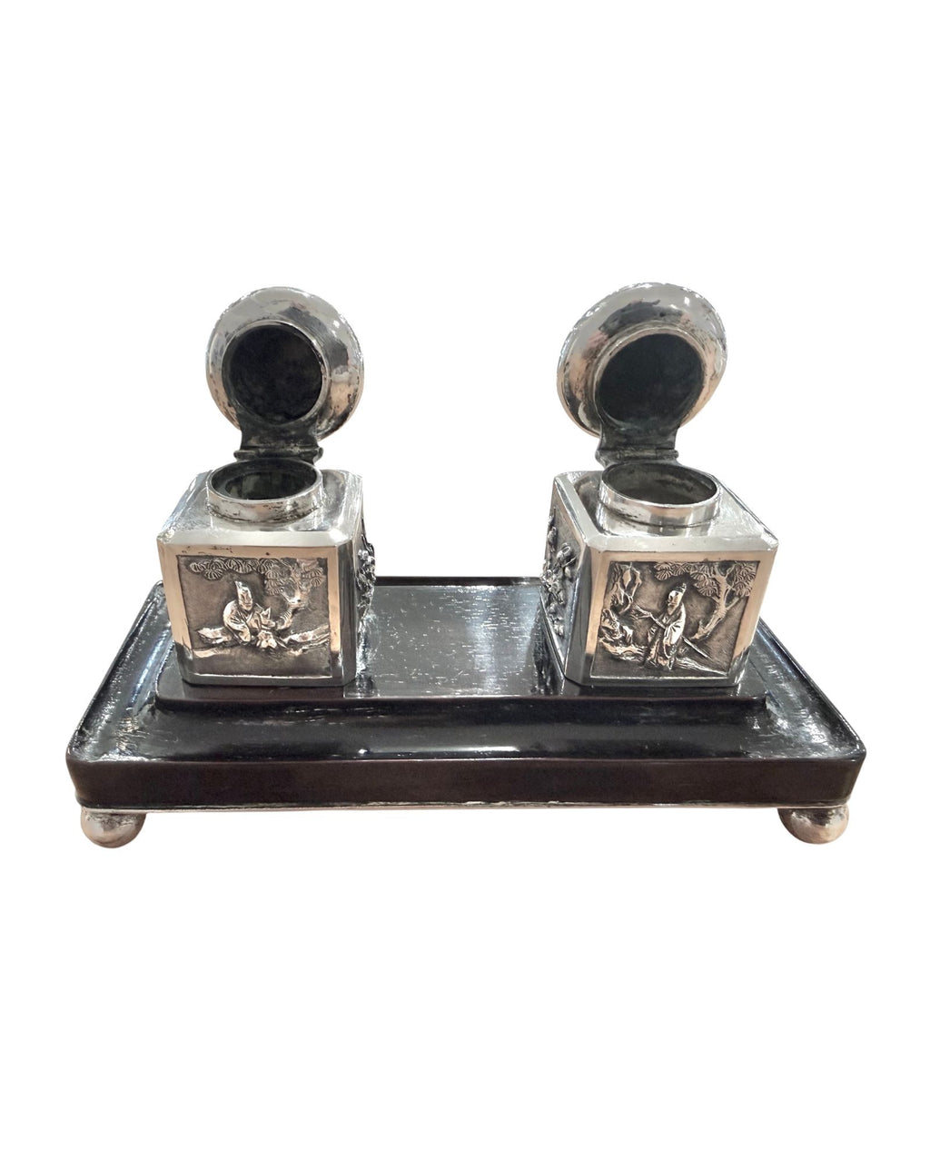 19th Century Chinese Export Silver Inkstand, Shanghai, c, 1890.
