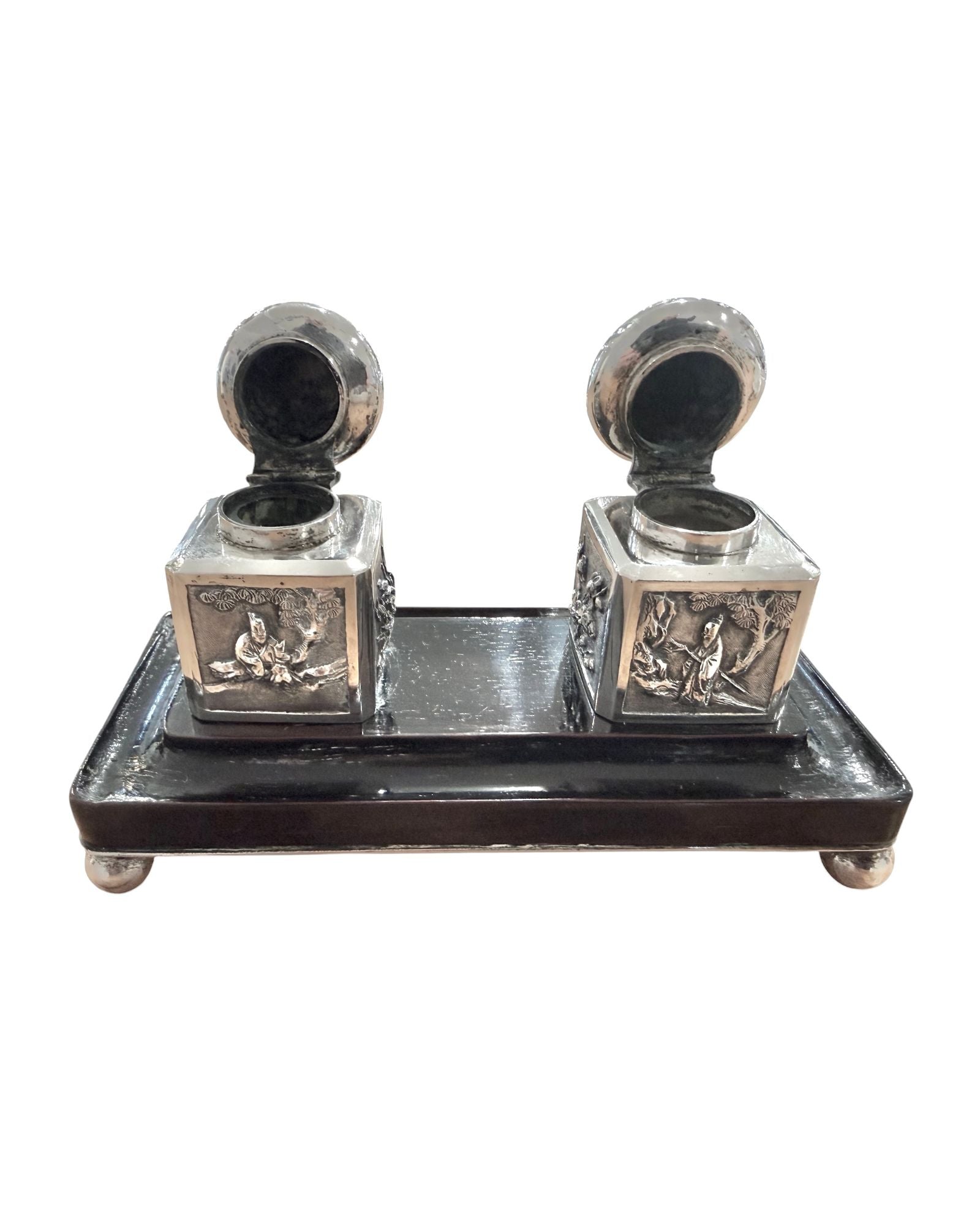 19th Century Chinese Export Silver Inkstand, Shanghai, c, 1890.