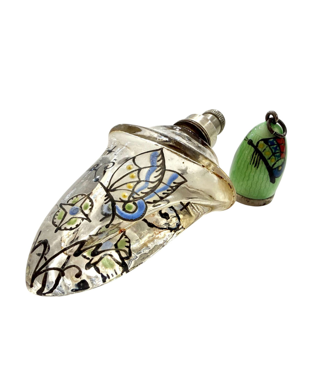 Art Deco Glass, Enamel Scent Bottle, likely French, c. 1930