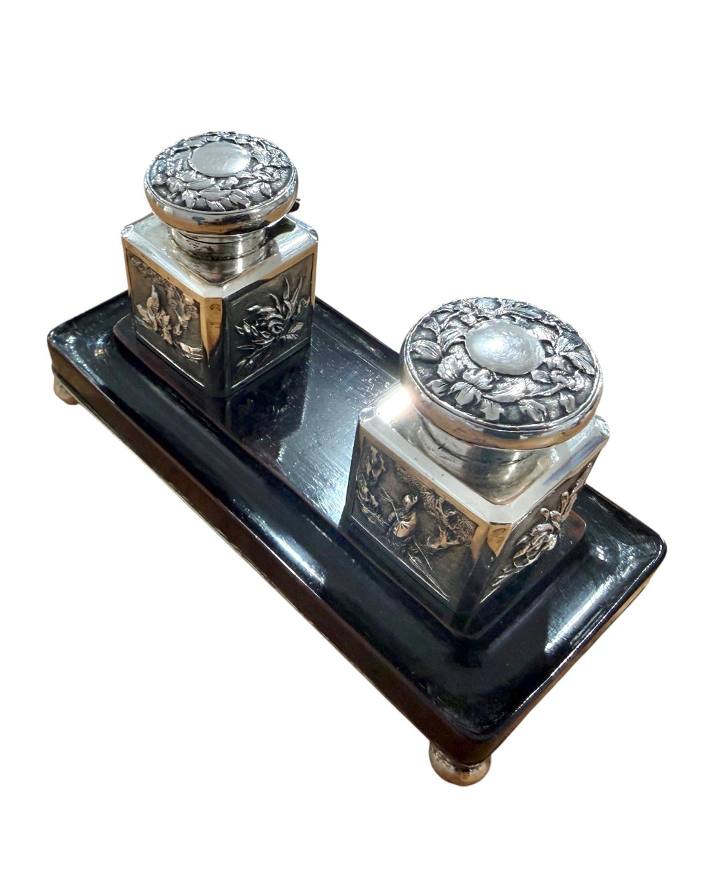 19th Century Chinese Export Silver Inkstand, Shanghai, c, 1890.