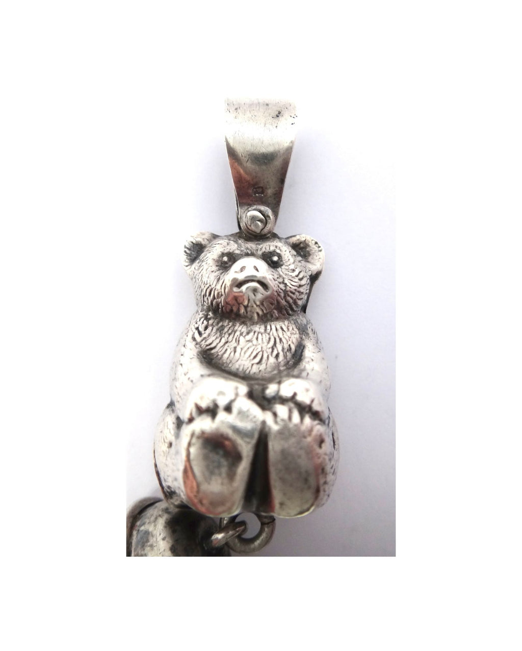 ANTIQUE Sterling Silver Bear Rattle Pendant - Birmingham, 1911.