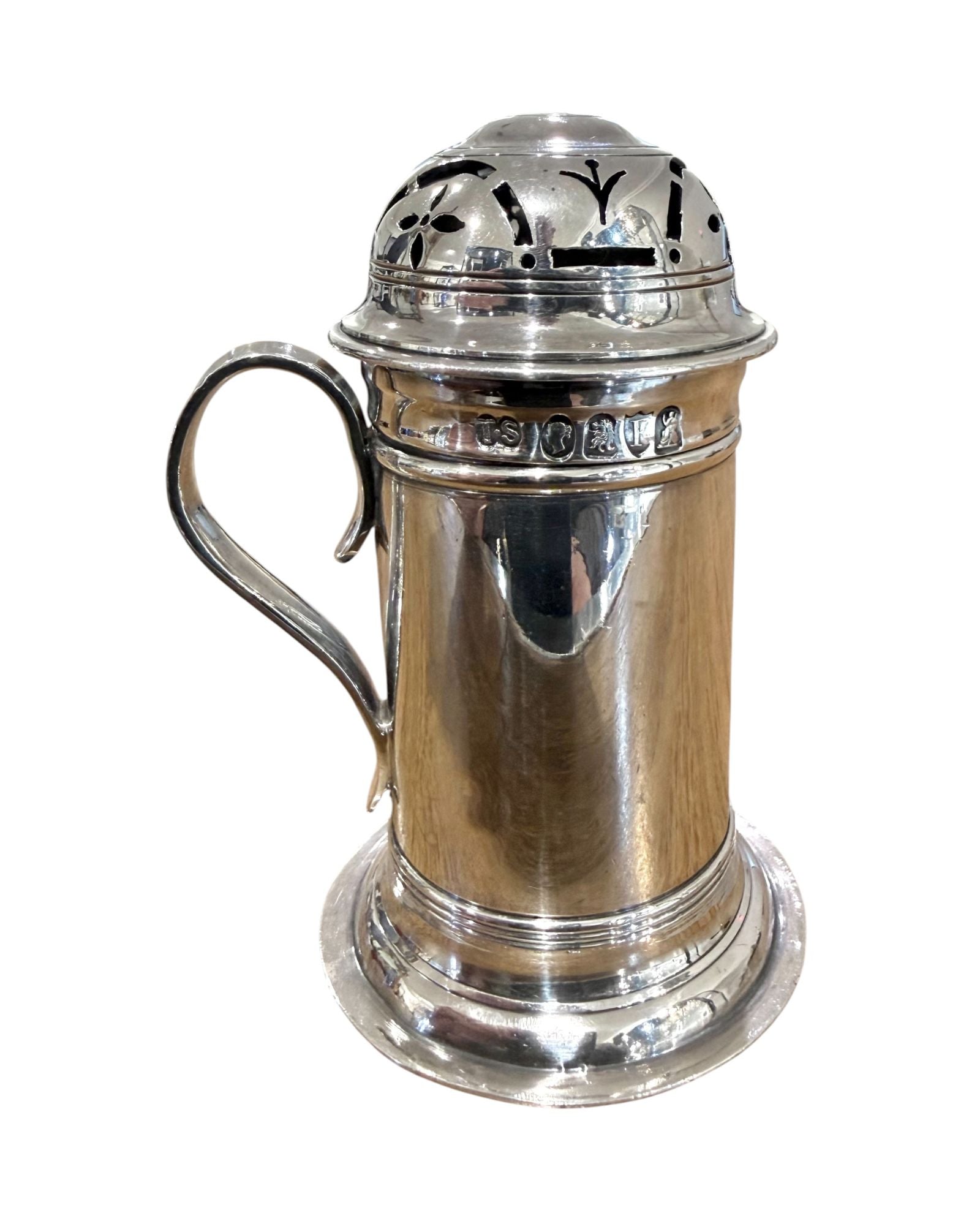 Victorian Britannia Standard Silver Kitchen Pepper Pot, London 1881.