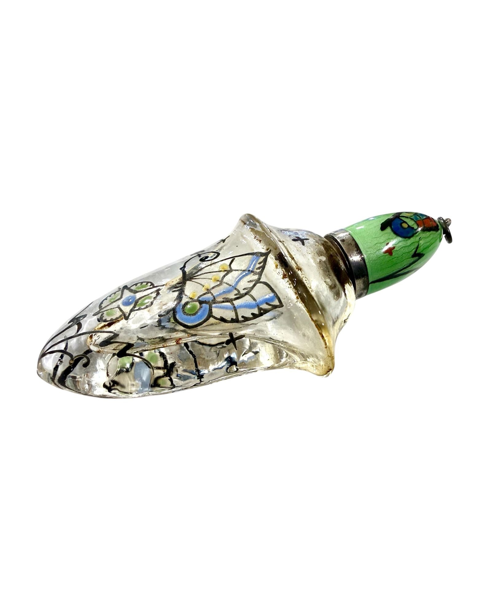 Art Deco Glass, Enamel Scent Bottle, likely French, c. 1930