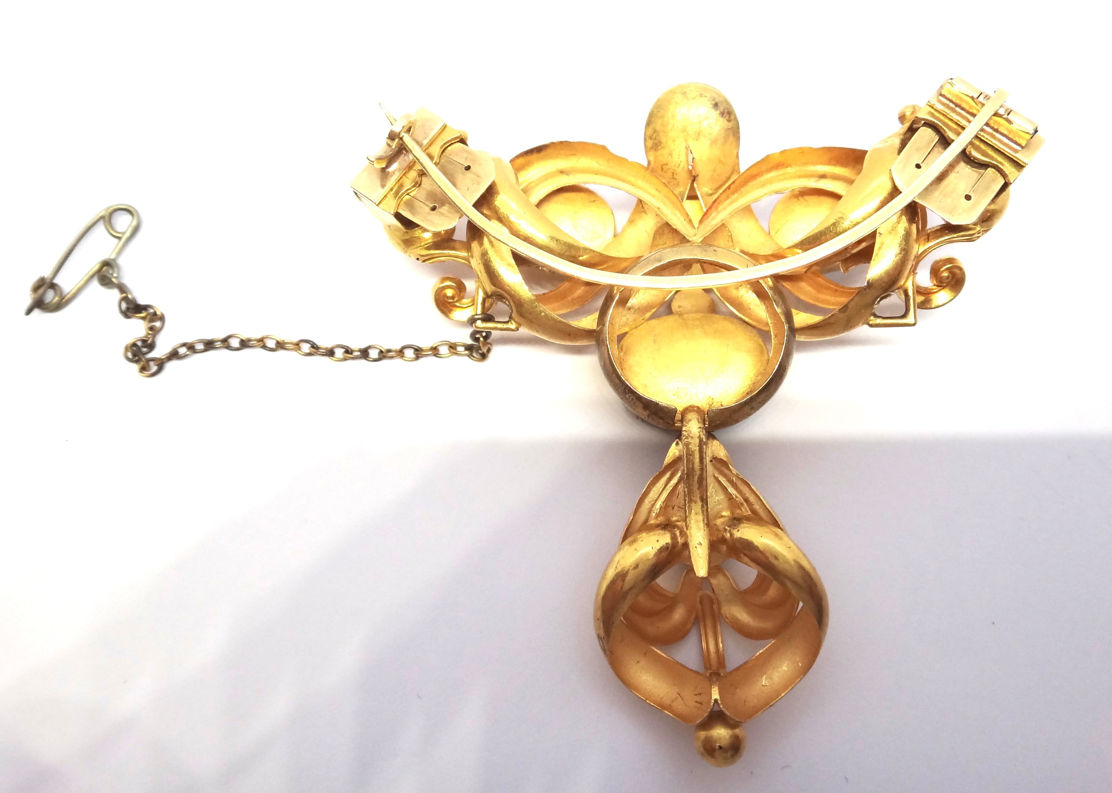 ANTIQUE 18ct Yellow Gold & AQUAMARINE Pendant, Brooch & Earrings VAL $21,500