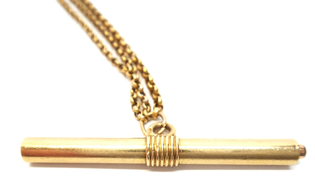 ANTIQUE French 18ct GOLD Albertina with Watch Key T-bar - c.1870