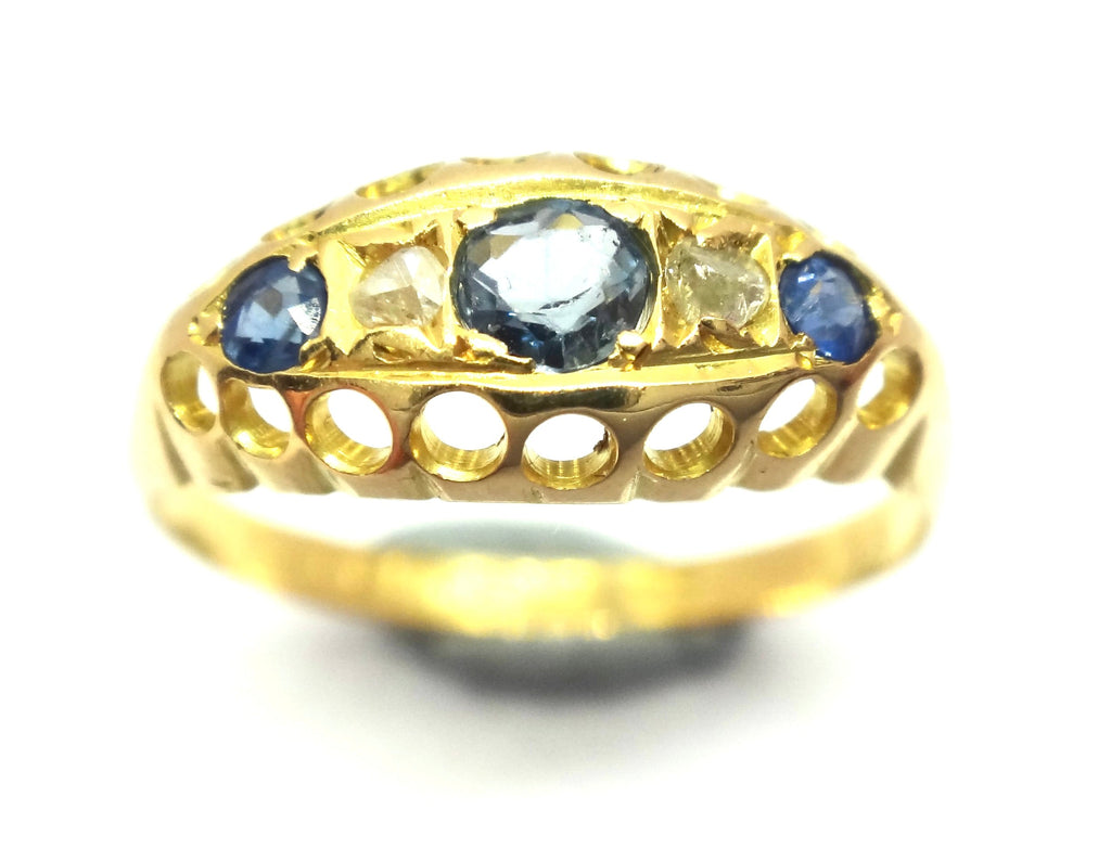 ANTIQUE 18ct Yellow Gold, Sapphire & Diamond Ring - Birmingham, 1915