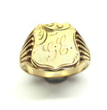 ANTIQUE 9ct Yellow Gold Shield Shaped Signet Ring