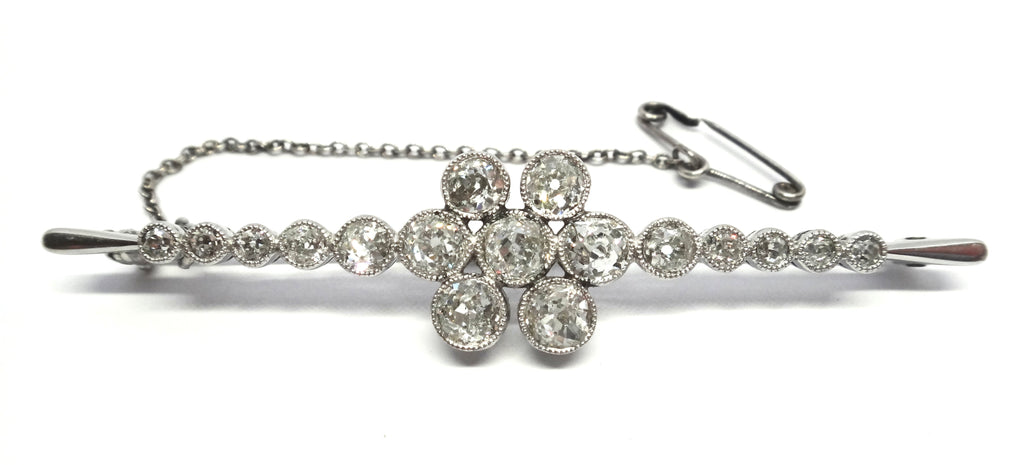 ANTIQUE Platinum & Diamond Bar Brooch c.1905 - VAL $17,000
