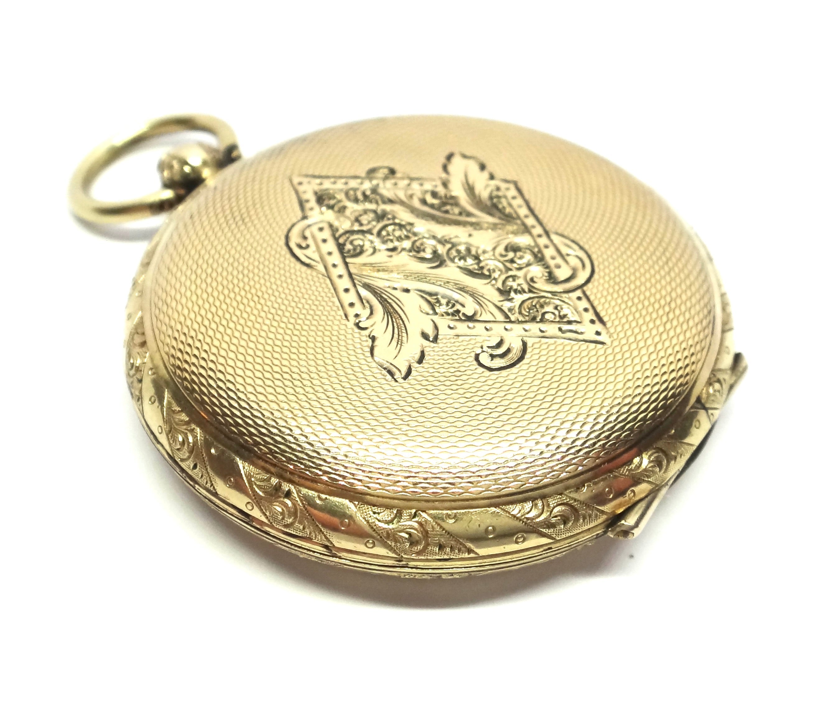 ANTIQUE 9ct Gold Pocket Watch Style Locket Pendant c.1880