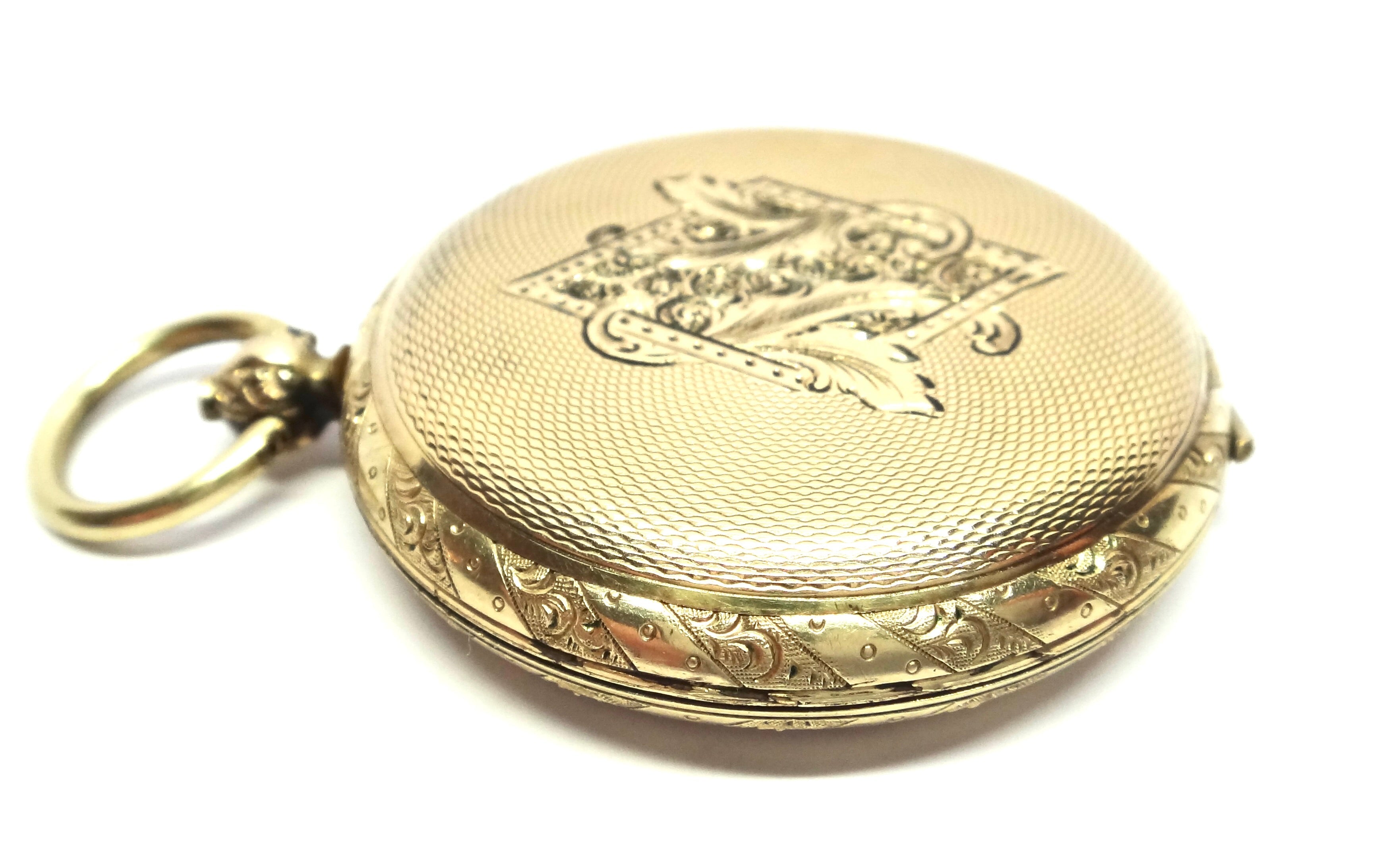 ANTIQUE 9ct Gold Pocket Watch Style Locket Pendant c.1880
