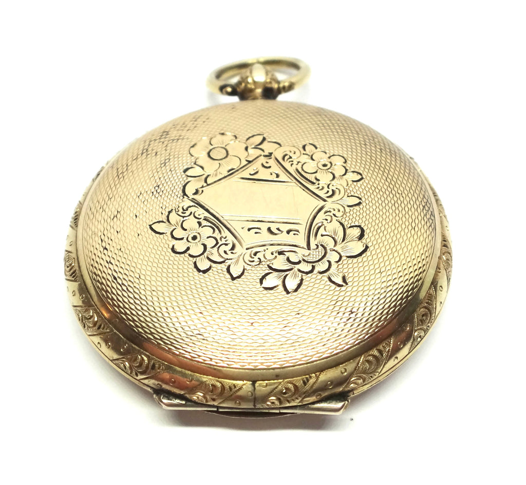 ANTIQUE 9ct Gold Pocket Watch Style Locket Pendant c.1880