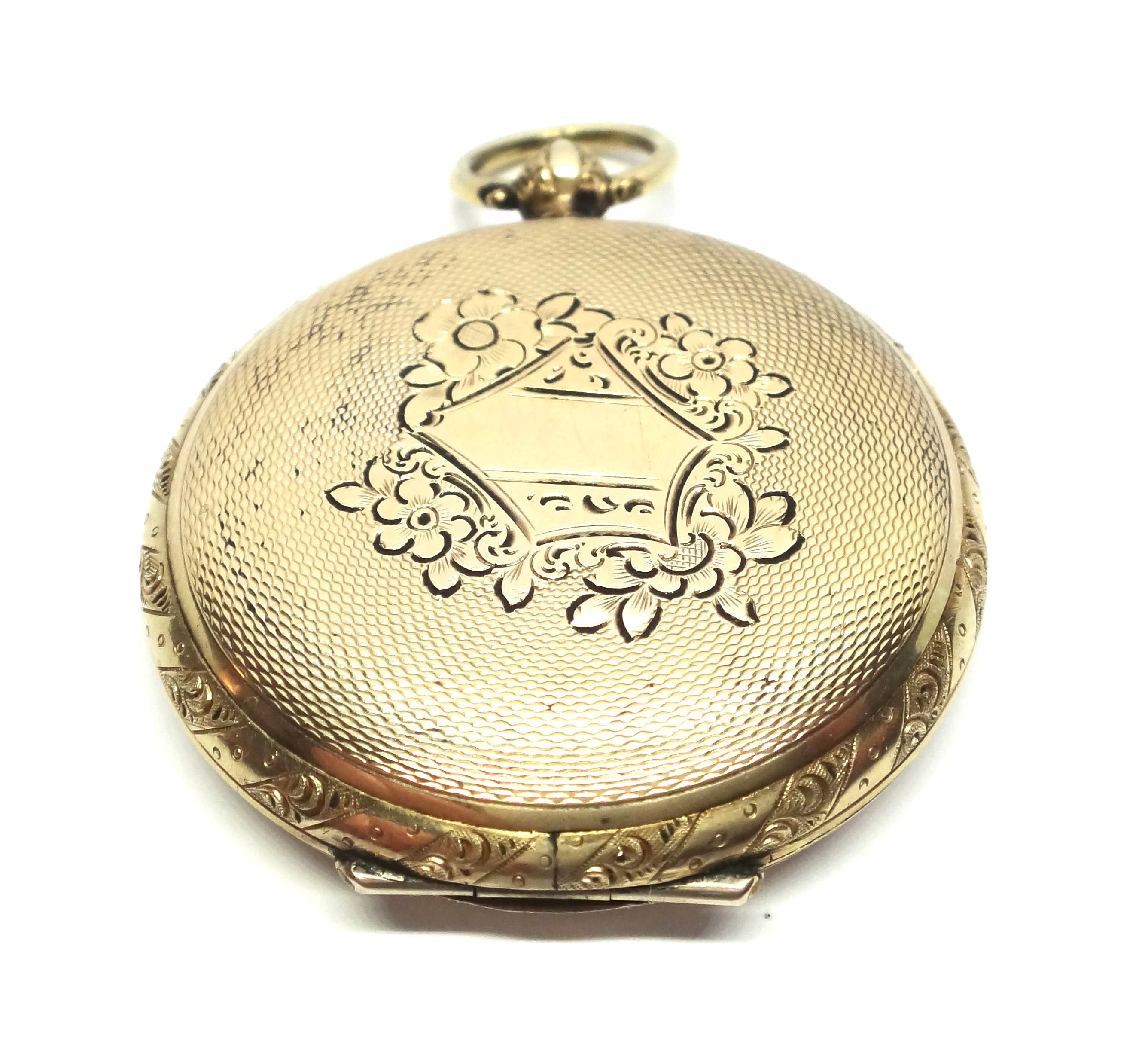 ANTIQUE 9ct Gold Pocket Watch Style Locket Pendant c.1880
