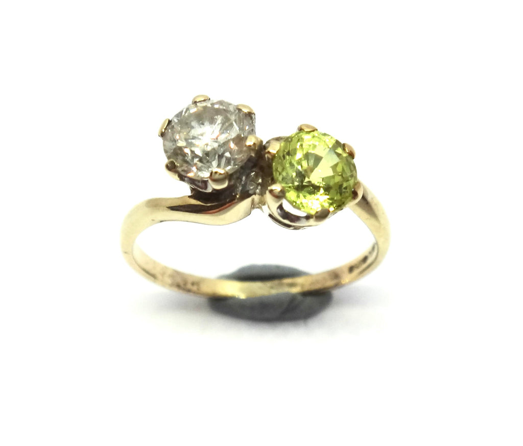 Antique Style 9ct Gold, Yellow Sapphire & Diamond Toi et Moi Ring - VAL $5,000