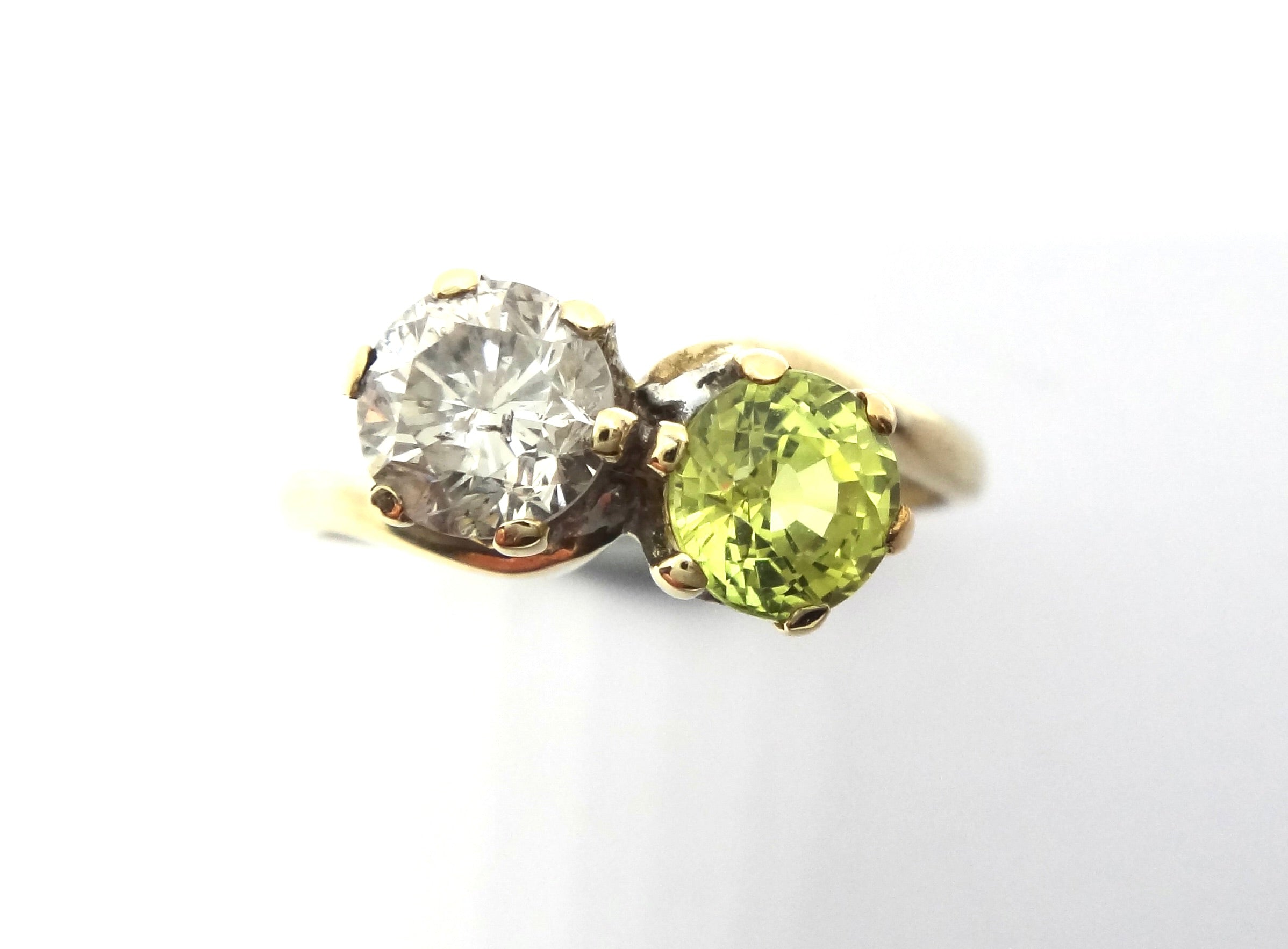 Antique Style 9ct Gold, Yellow Sapphire & Diamond Toi et Moi Ring - VAL $5,000
