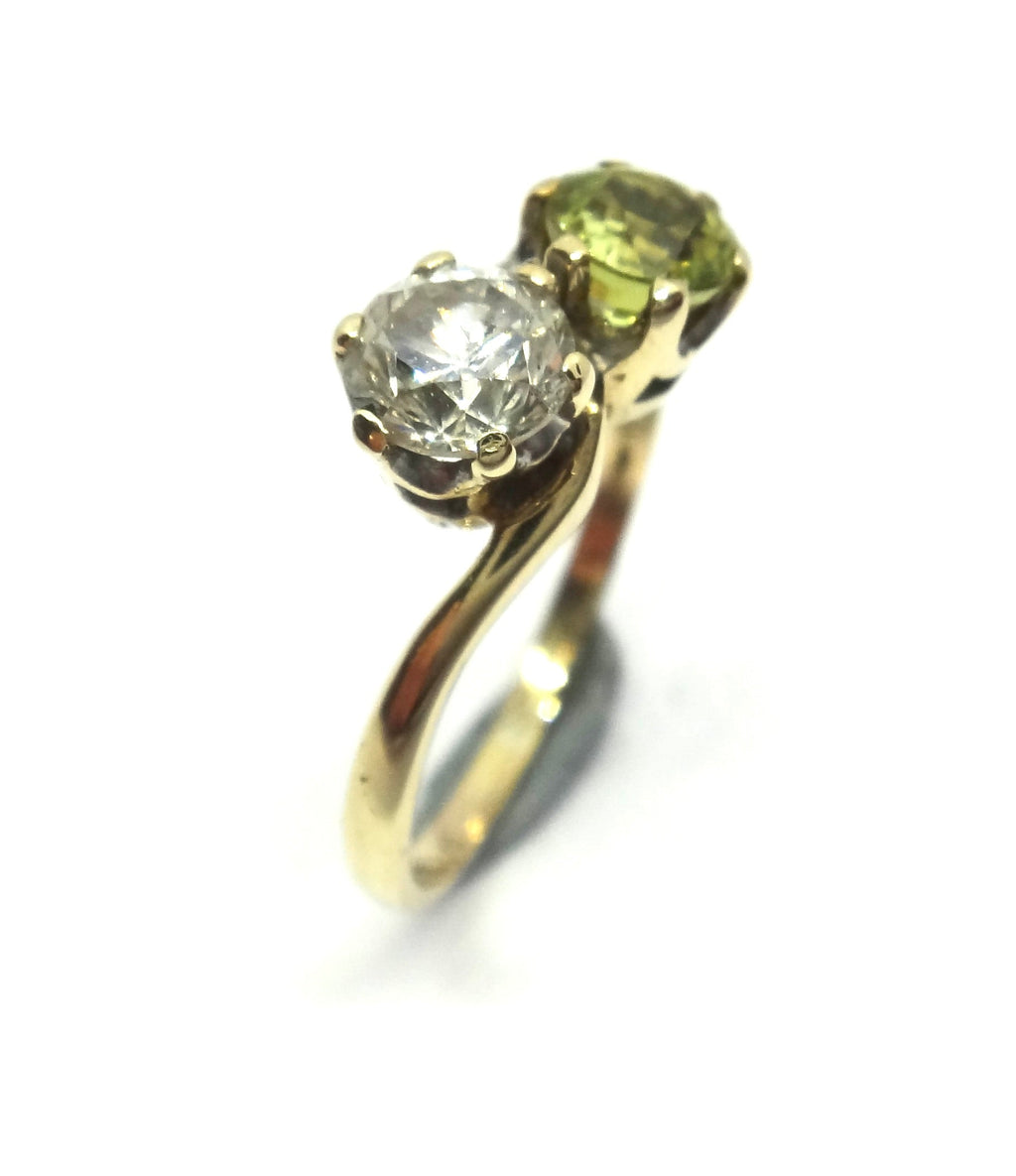 Antique Style 9ct Gold, Yellow Sapphire & Diamond Toi et Moi Ring - VAL $5,000