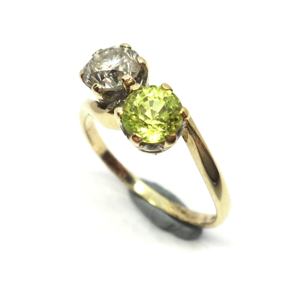 Antique Style 9ct Gold, Yellow Sapphire & Diamond Toi et Moi Ring - VAL $5,000