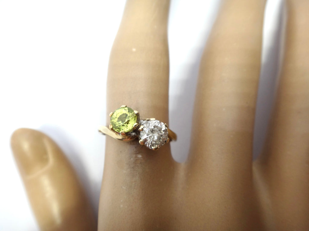 Antique Style 9ct Gold, Yellow Sapphire & Diamond Toi et Moi Ring - VAL $5,000