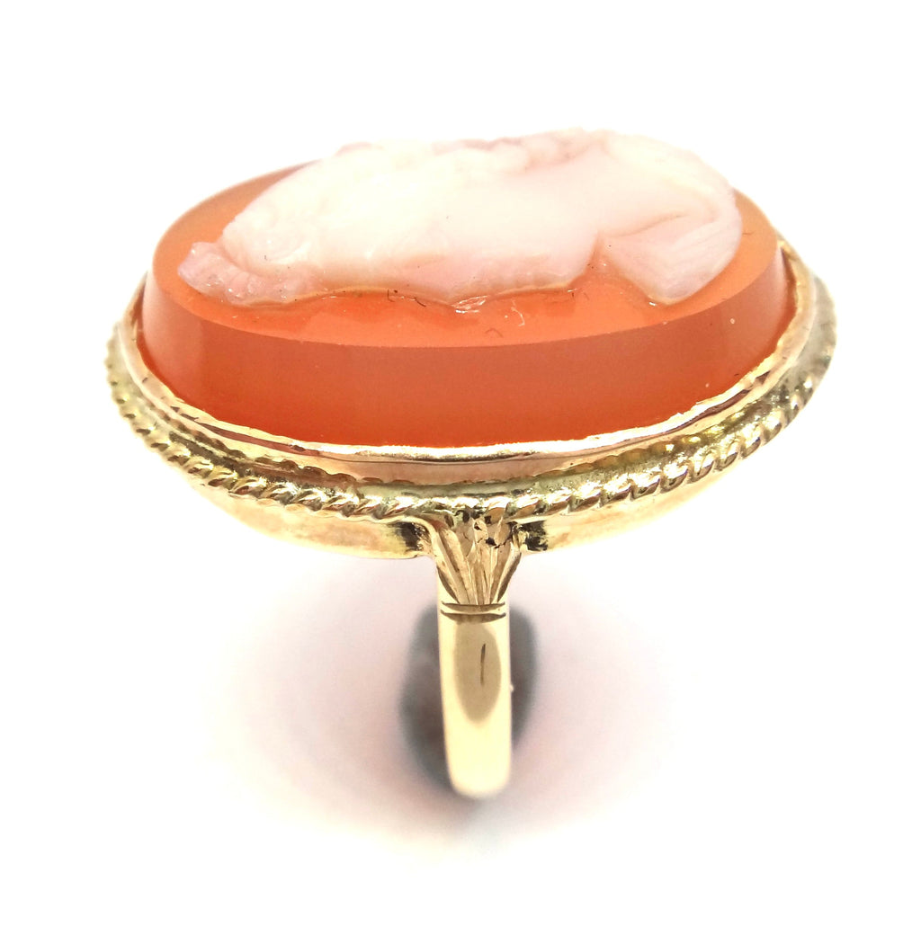 ANTIQUE 9ct Gold Hardstone Cameo Ring c.1900