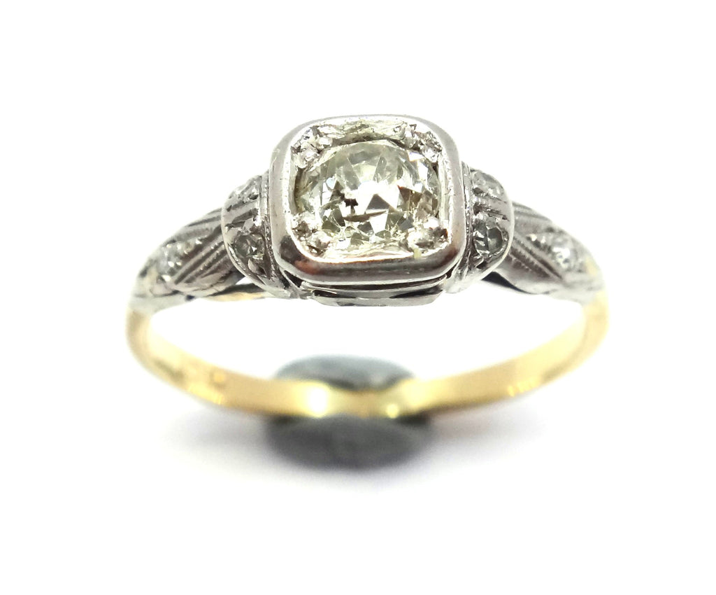 ANTIQUE 18ct Gold & Diamond Solitaire Ring c.1910
