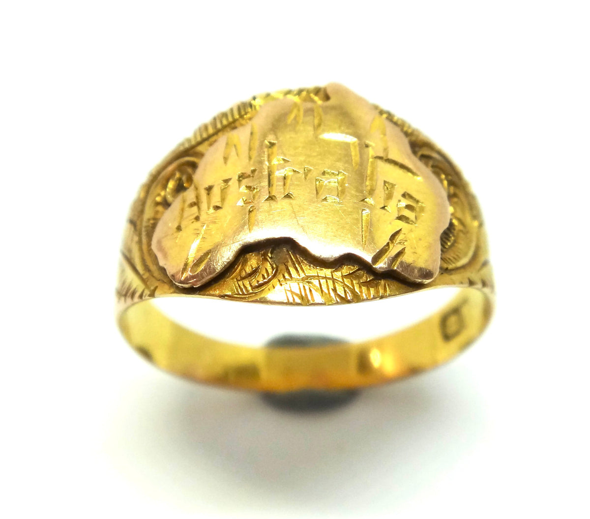 Australian Made ANTIQUE 9ct Gold Map Signet Ring c.1910