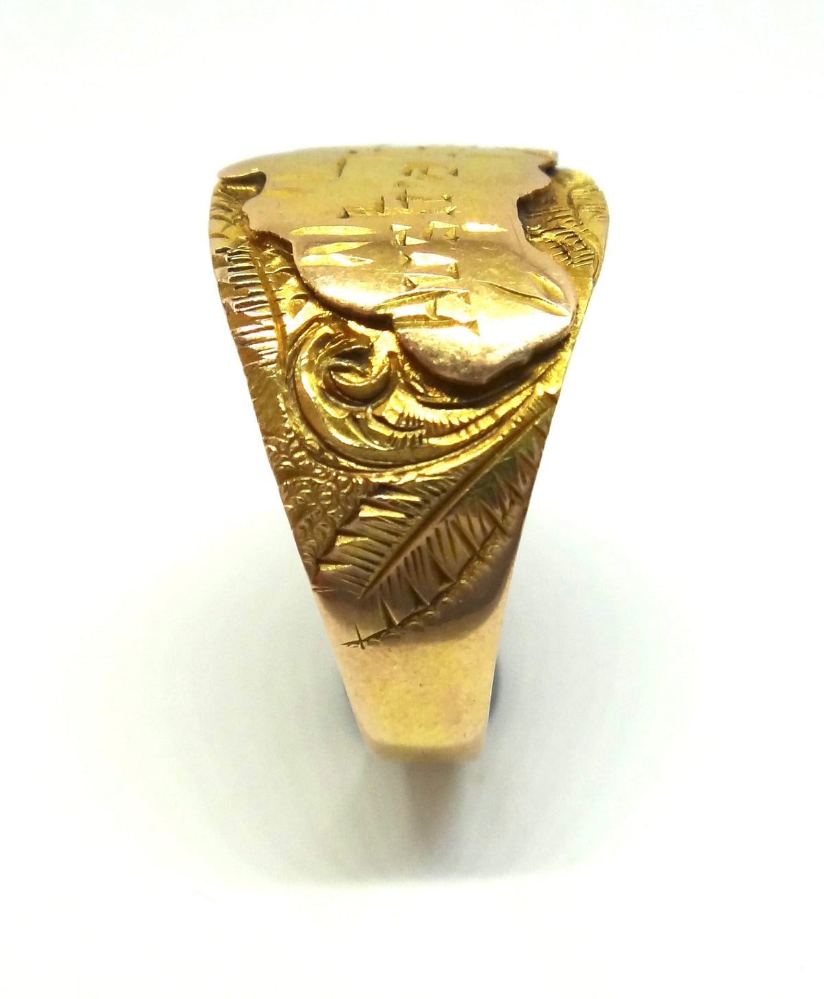 Australian Made ANTIQUE 9ct Gold Map Signet Ring c.1910