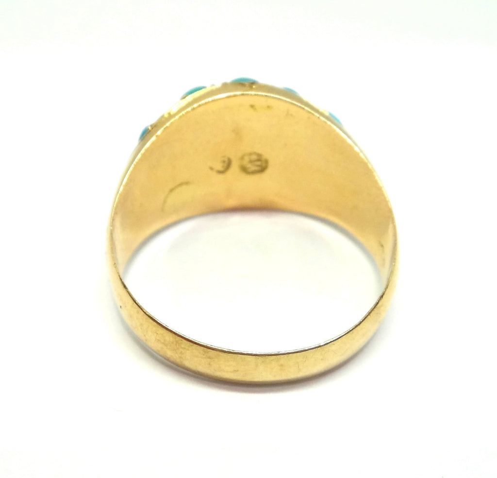 ANTIQUE 18ct Gold & Turquoise Bombe Ring