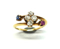ANTIQUE 18ct Gold, Ruby, Sapphire & Diamond Crossover Ring c.1920 - VAL $2,700