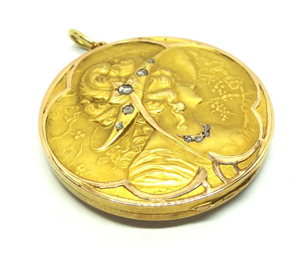 European Belle Epoque 18ct Gold & Diamond Locket Pendant c.1895-1905