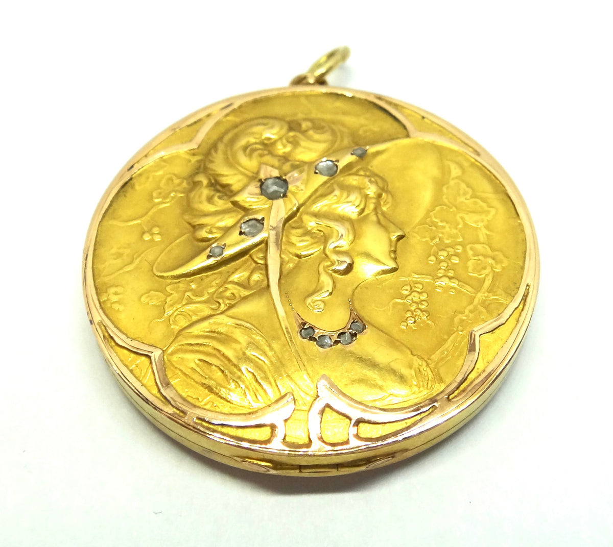 European Belle Epoque 18ct Gold & Diamond Locket Pendant c.1895-1905