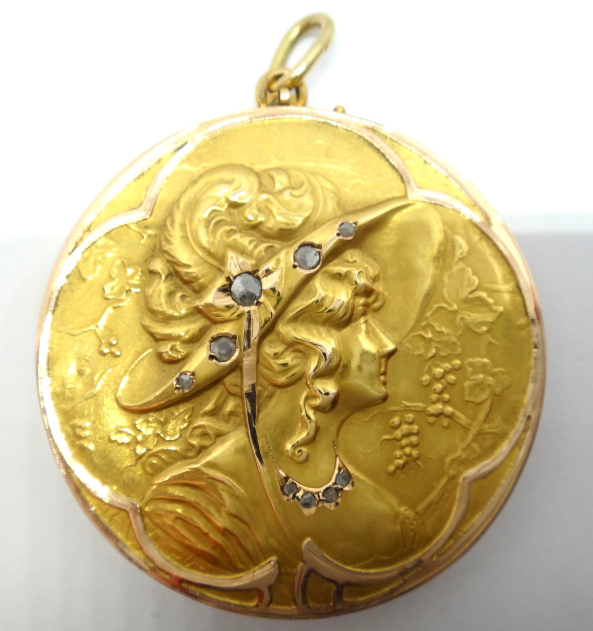 European Belle Epoque 18ct Gold & Diamond Locket Pendant c.1895-1905