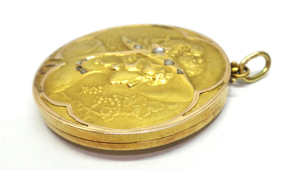 European Belle Epoque 18ct Gold & Diamond Locket Pendant c.1895-1905