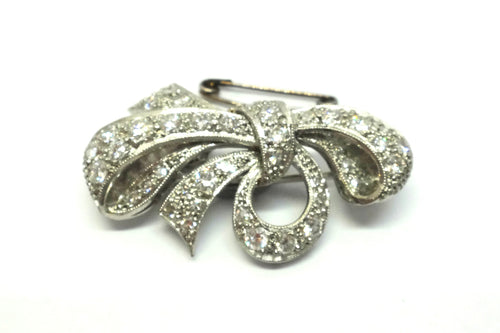 1950s Platinum & Diamond Bow Brooch - VAL $10,420