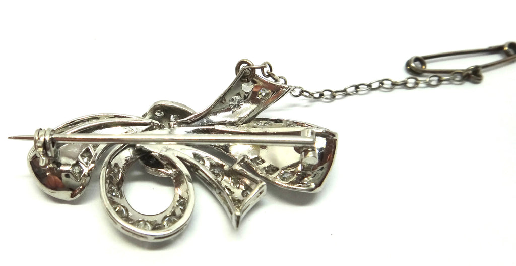 1950s Platinum & Diamond Bow Brooch - VAL $10,420
