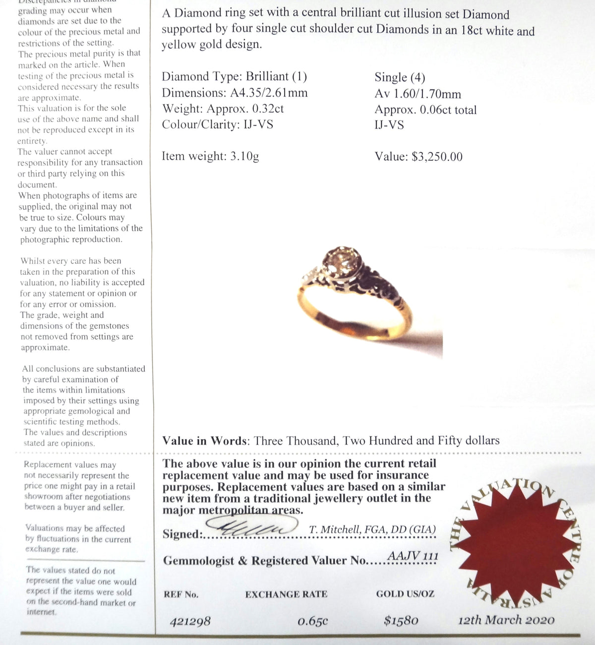 1940s 18ct Gold,Platinum & Diamond Ring - VAL $3,250