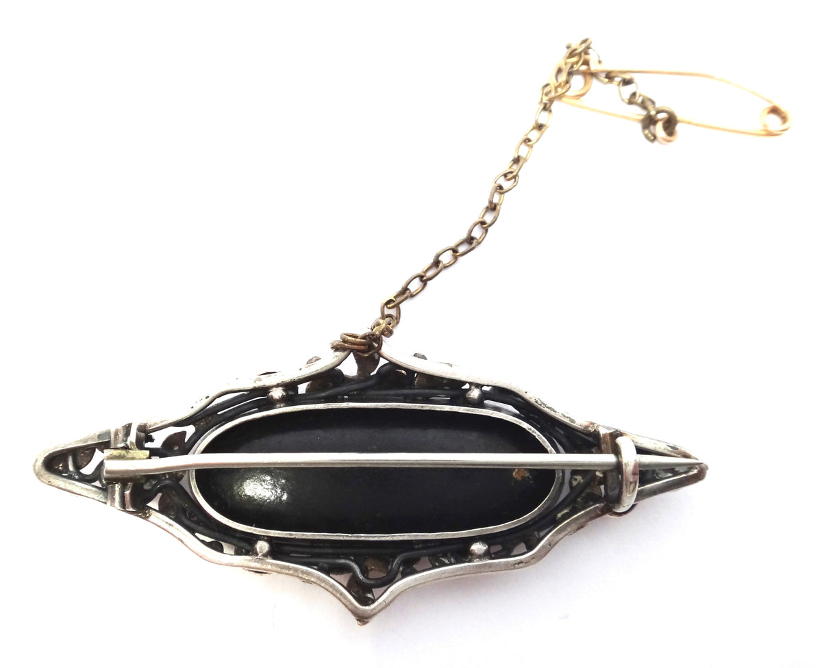 Australian Arts & Craft Gold, Silver & Black OPAL Brooch - attrib. Rhoda Wager