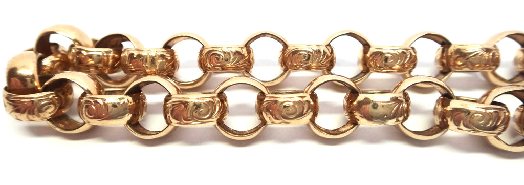 ANTIQUE 9ct Rose GOLD Belcher Link Bracelet c.1920