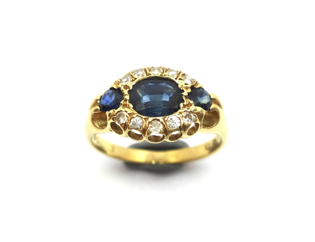 ANTIQUE 18ct Yellow Gold, SAPPHIRE & Diamond Ring - London 1921