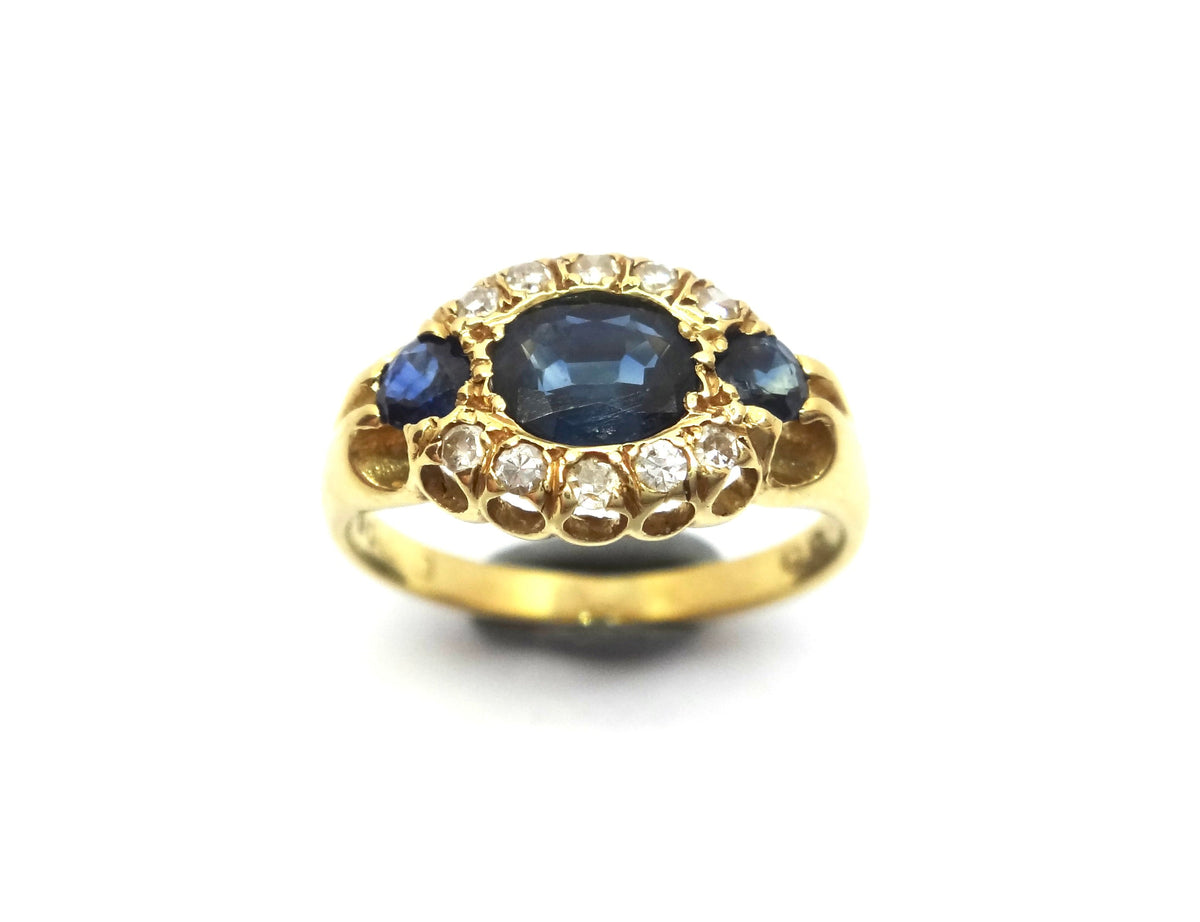ANTIQUE 18ct Yellow Gold, SAPPHIRE & Diamond Ring - London 1921