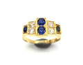 Antique Art Deco Style 18ct Yellow Gold  Sapphire & Diamond Ring - VAL $5,200