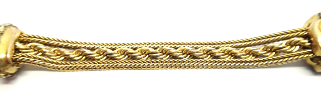 ANTIQUE 9ct Yellow GOLD Albertina Fob Bracelet with Tassel Drop c.1880