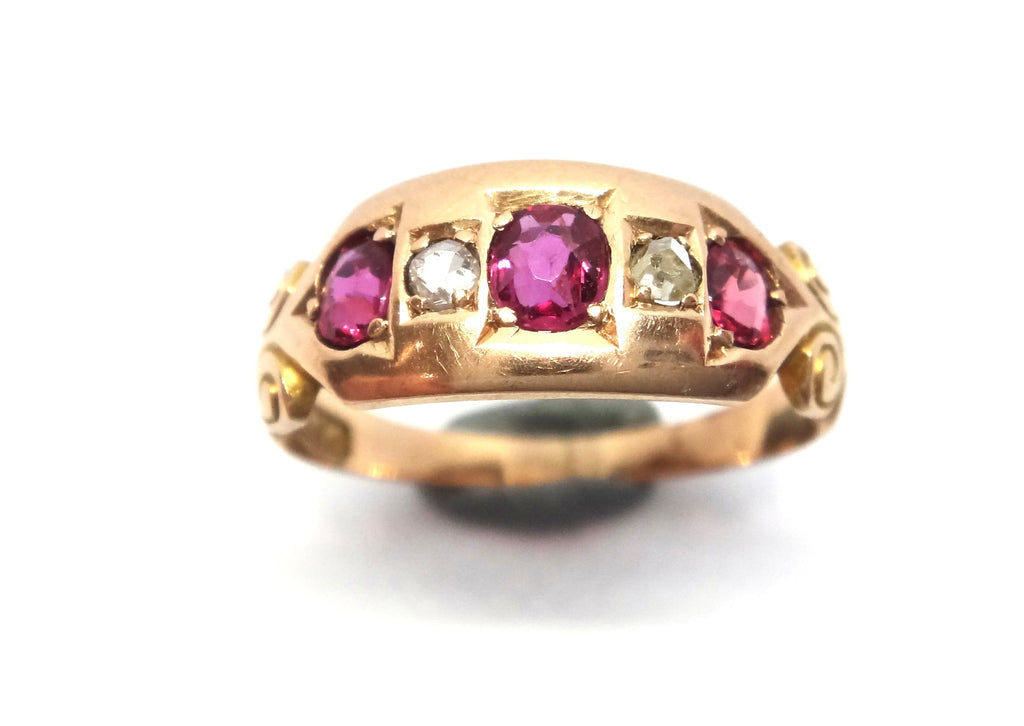 Australian Antique 15ct Gold, Garnet & Diamond Ring - Aronson & Co