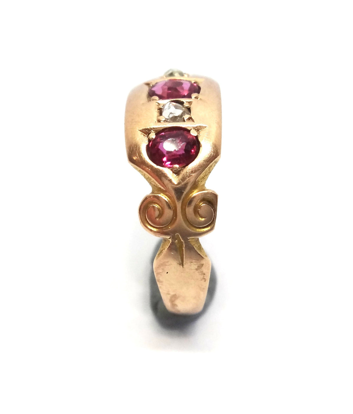 Australian Antique 15ct Gold, Garnet & Diamond Ring - Aronson & Co